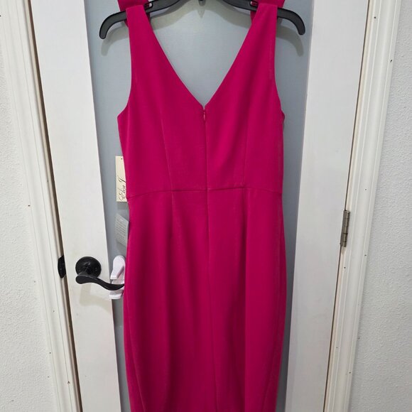 Eliza J Hot Pink Bow Shoulder Sheath Dress Size 10 NWT Elegant Cocktail - Picture 11 of 11